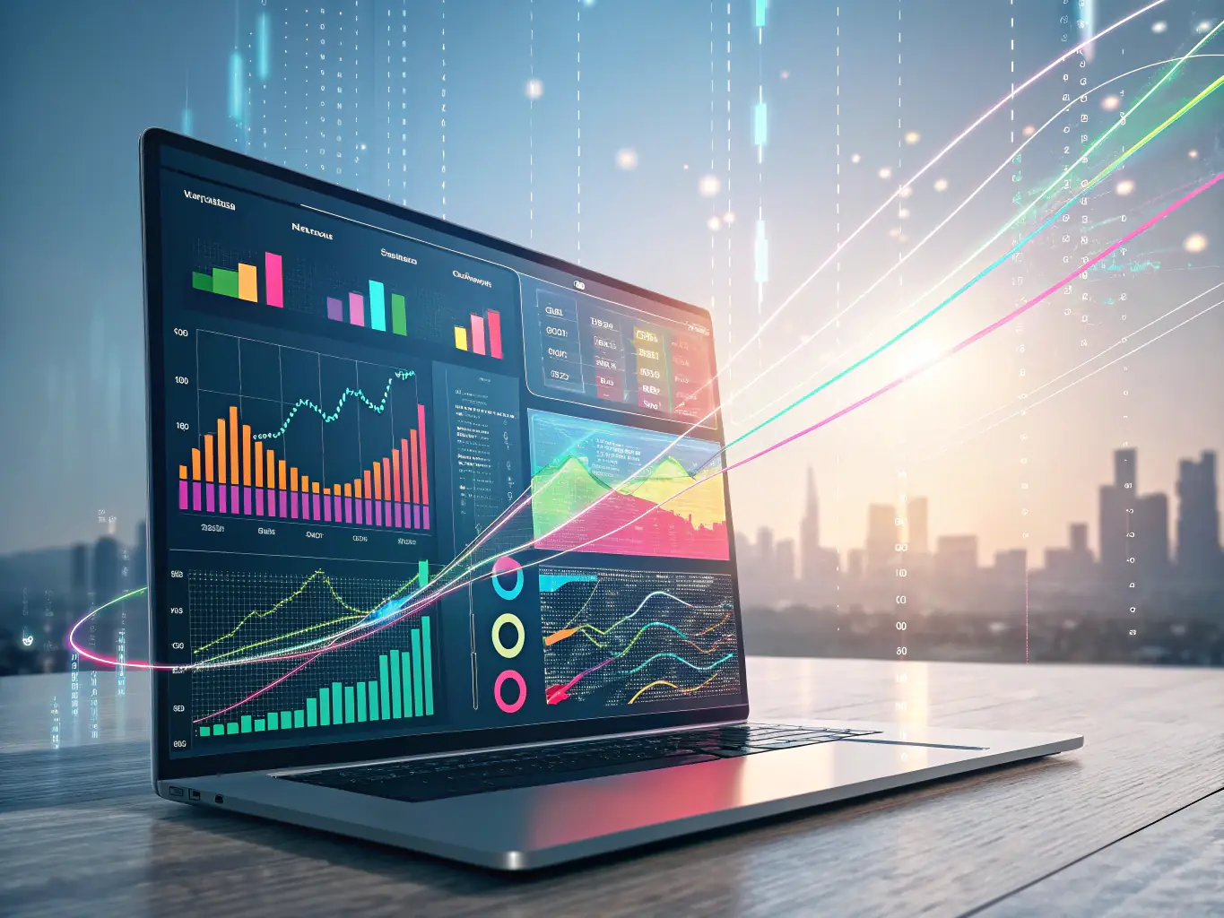 A graphical representation of data analytics, showing how Titaneer.ai's SaaS solutions provide actionable insights into customer behavior, campaign performance, and market trends.