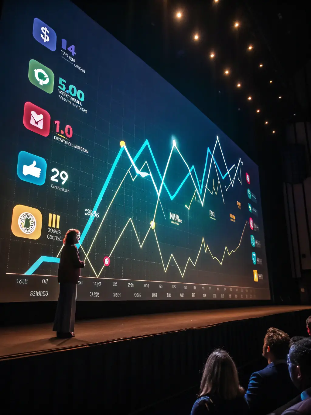 An image depicting a graph trending upwards, symbolizing business growth and increased sales, overlaid on a background of various social media logos.