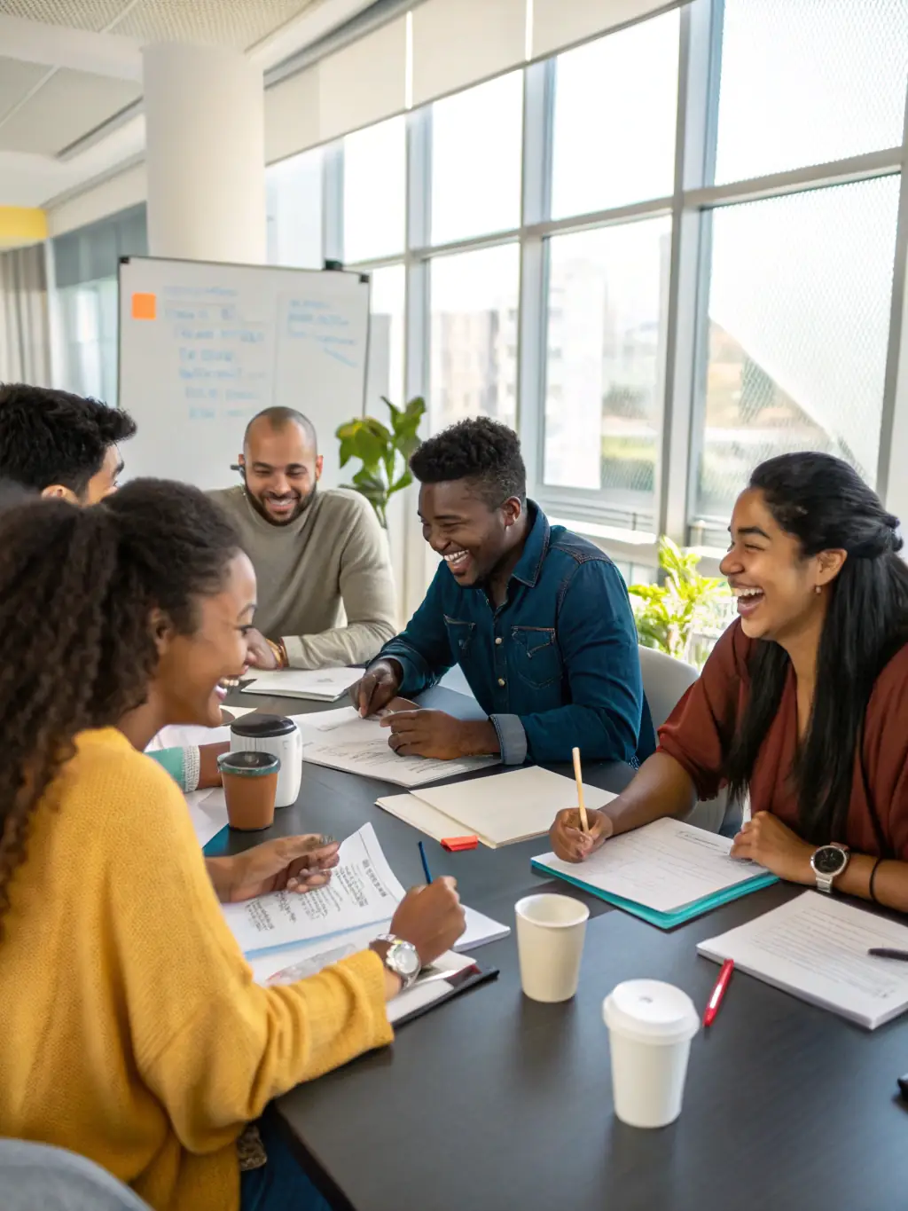 A vibrant image showcasing a diverse group of people interacting positively with a social media post on their smartphones, representing community engagement and brand interaction.