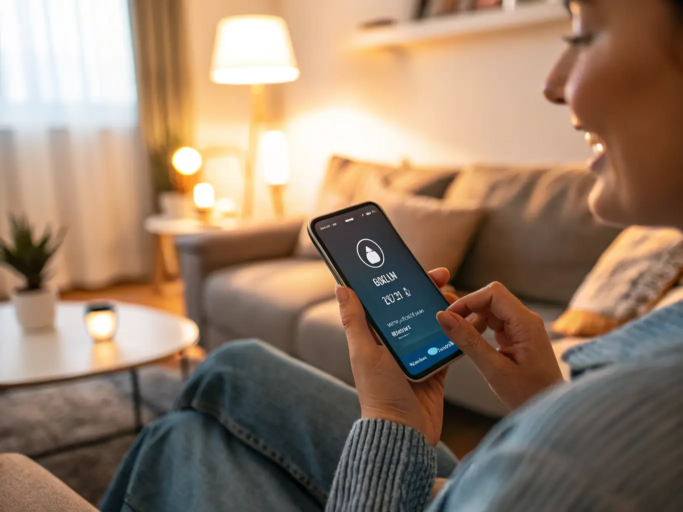 A close-up shot of a person using voice commands on a smart device, illustrating the integration of Voice AI in marketing strategies.